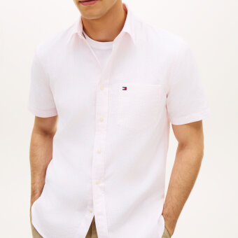 Tommy Hilfiger  - Tommy Hilfiger - Seersucker Bengal shirt | K/Æ Skjorte Pink Lily