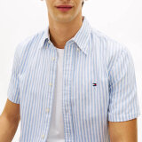 Tommy Hilfiger  - Tommy Hilfiger - Linen blend Bengal shirt | K/Æ Skjorte Cloudy Blue
