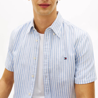 Tommy Hilfiger  - Tommy Hilfiger - Linen blend Bengal shirt | K/Æ Skjorte Cloudy Blue