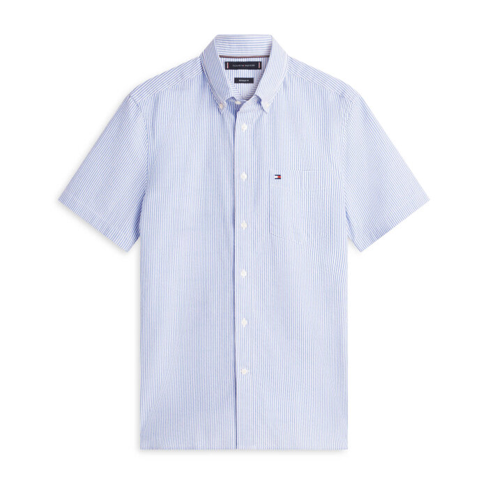Tommy Hilfiger  - Tommy Hilfiger - Seersucker Bengal shirt | K/Æ Skjorte Blue Orbit