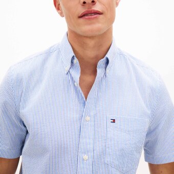 Tommy Hilfiger  - Tommy Hilfiger - Seersucker Bengal shirt | K/Æ Skjorte Blue Orbit