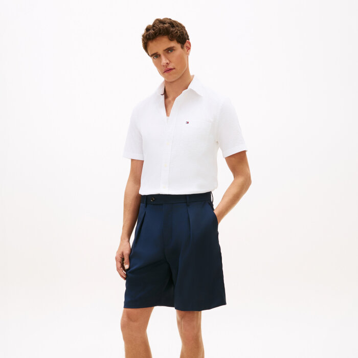Tommy Hilfiger  - Tommy Hilfiger - Seersucker solid shirt | K/Æ Skjorte White
