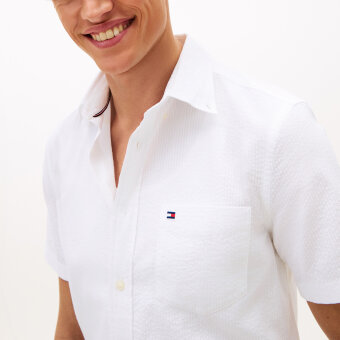 Tommy Hilfiger  - Tommy Hilfiger - Seersucker solid shirt | K/Æ Skjorte White