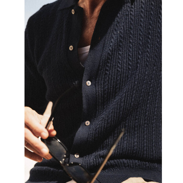 Mos Mosh Gallery - Mos Mosh - Dario polo knit | Polo T-shirt Estate Blue