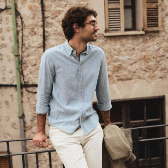 Mos Mosh Gallery - Mos Mosh - Theo linen stripe shirt | Skjorte Flint Stone