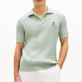 Tommy Hilfiger  - Tommy Hilfiger - Cable short sleeve | Strik Polo T-shirt Minty Green