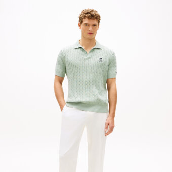 Tommy Hilfiger  - Tommy Hilfiger - Cable short sleeve | Strik Polo T-shirt Minty Green