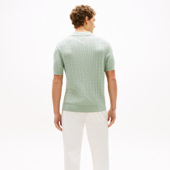 Tommy Hilfiger  - Tommy Hilfiger - Cable short sleeve | Strik Polo T-shirt Minty Green