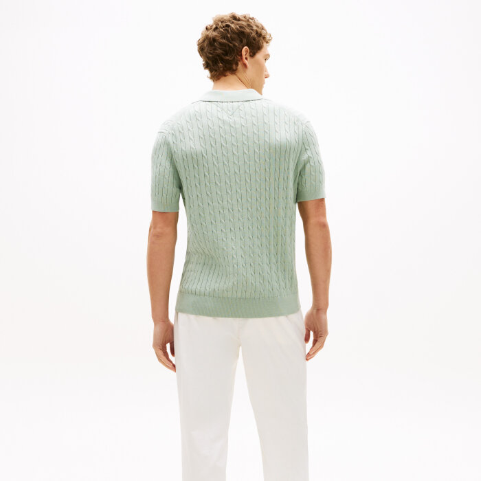 Tommy Hilfiger  - Tommy Hilfiger - Cable short sleeve | Strik Polo T-shirt Minty Green
