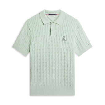 Tommy Hilfiger  - Tommy Hilfiger - Cable short sleeve | Strik Polo T-shirt Minty Green