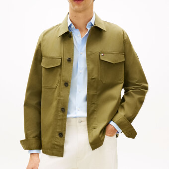 Tommy Hilfiger  - Tommy Hilfiger - Cotton nylon shirt jacket | Overshirt Dark Artichoke