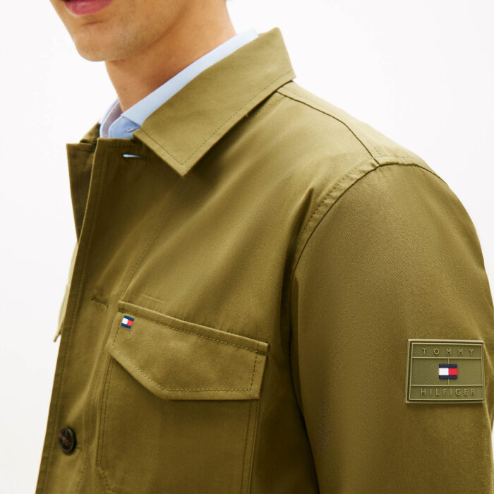 Tommy Hilfiger  - Tommy Hilfiger - Cotton nylon shirt jacket | Overshirt Dark Artichoke
