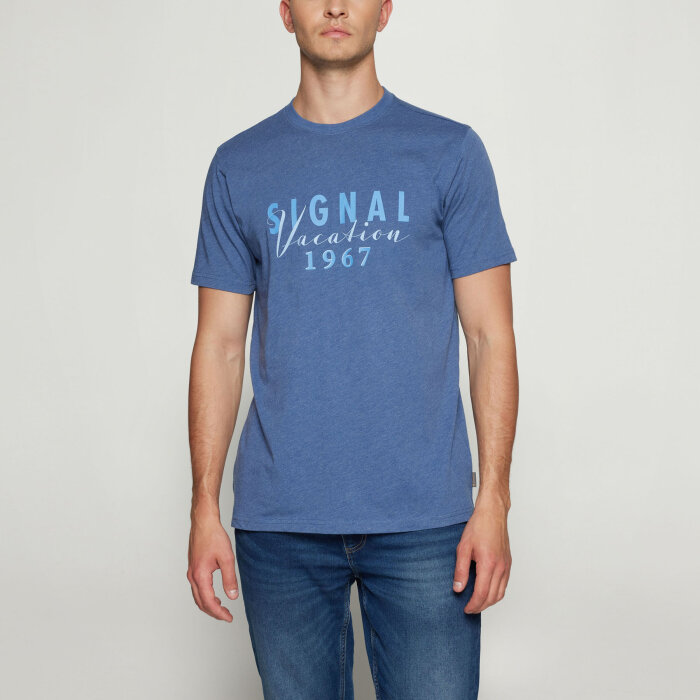 Signal - Signal - Finn front print tee | T-shirt True Blue Melange