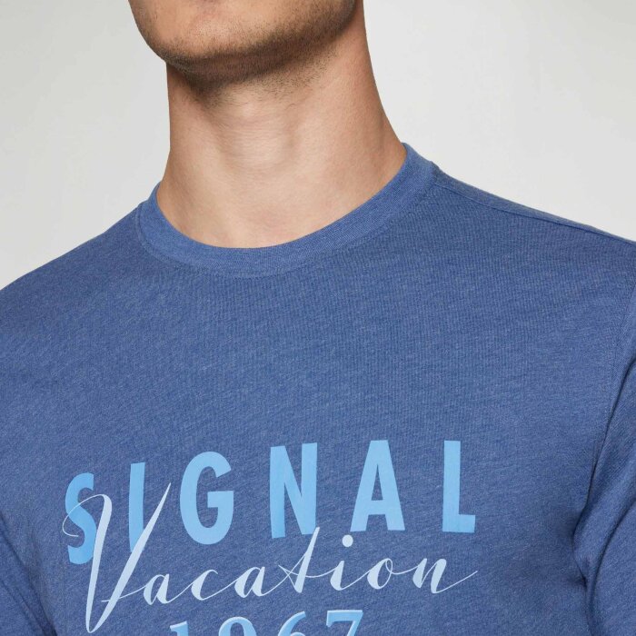 Signal - Signal - Finn front print tee | T-shirt True Blue Melange