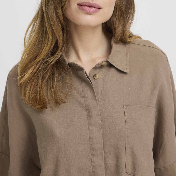Pulz Jeans ( Dame )  - PULZ - PZLUCA BOXY SH | SKJORTE WALNUT BROWN 
