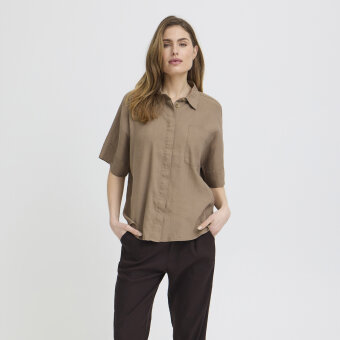 Pulz Jeans ( Dame )  - PULZ - PZLUCA BOXY SH | SKJORTE WALNUT BROWN 