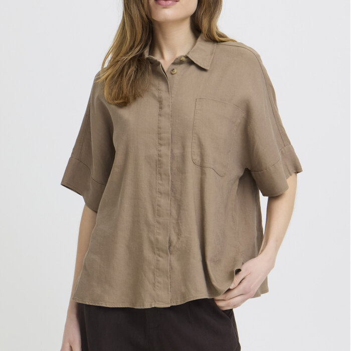 Pulz Jeans ( Dame )  - PULZ - PZLUCA BOXY SH | SKJORTE WALNUT BROWN 
