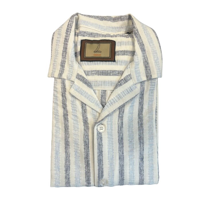Limited Edition - Limited edition - Seersucker Cuba 1 | K/Æ Skjorte Navy