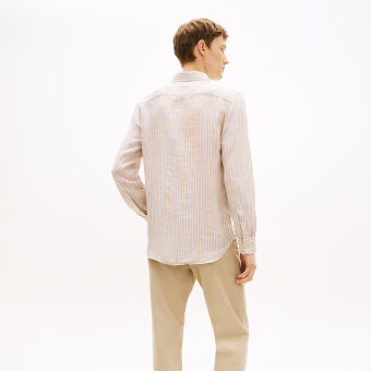 Tommy Hilfiger  - Tommy Hilfiger - Linen Bengal stripe shirt | Hørskjorte Sandalwood