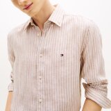 Tommy Hilfiger  - Tommy Hilfiger - Linen Bengal stripe shirt | Hørskjorte Sandalwood