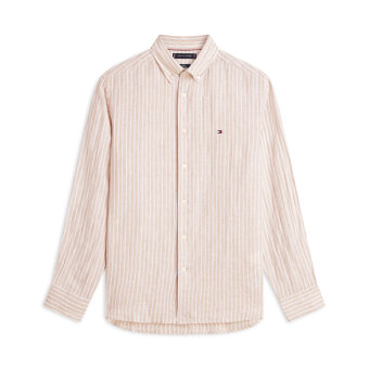 Tommy Hilfiger  - Tommy Hilfiger - Linen Bengal stripe shirt | Hørskjorte Sandalwood