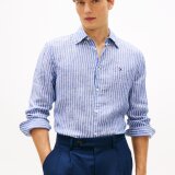 Tommy Hilfiger - Tommy Hilfiger Linen Bengal stripe shirt | Hørskjorte Wedge Blue Tommy Hilfiger - Tommy Hilfiger Linen Bengal stripe shirt | Hørskjorte Wedge Blue