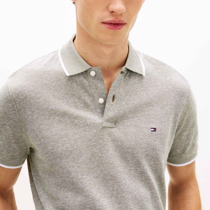 Tommy Hilfiger  - Tommy Hilfiger - Cotton linen pique | Polo T-shirt Dark Artichoke