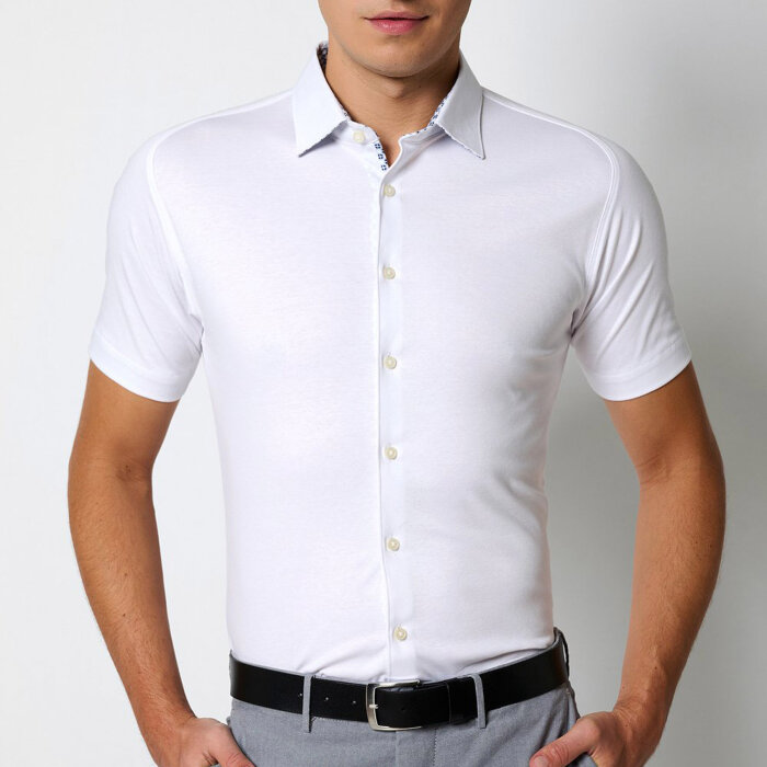 Desoto - Desoto - 74532 002 | K/Æ Jersey Skjorte White & Blue