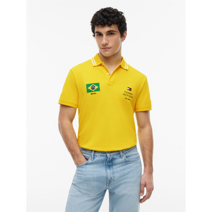 Tommy Hilfiger  - Tommy Hilfiger - Football Brazil polo | Polo T-shirt Vived Yellow