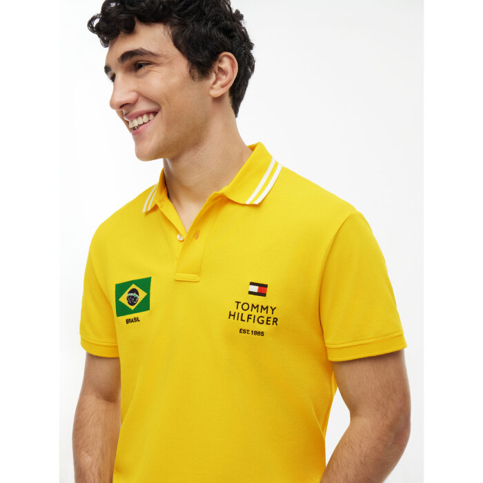Tommy Hilfiger  - Tommy Hilfiger - Football Brazil polo | Polo T-shirt Vived Yellow