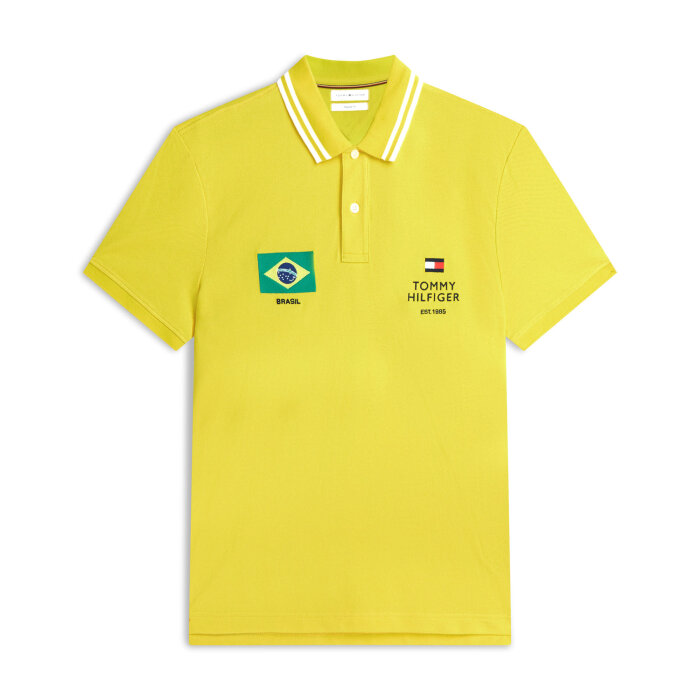 Tommy Hilfiger  - Tommy Hilfiger - Football Brazil polo | Polo T-shirt Vived Yellow
