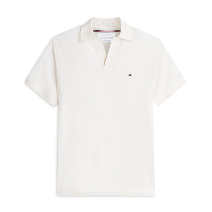 Tommy Hilfiger  - Tommy Hilfiger - V neck crepe classic polo | Polo T-shurt Ivory Petal
