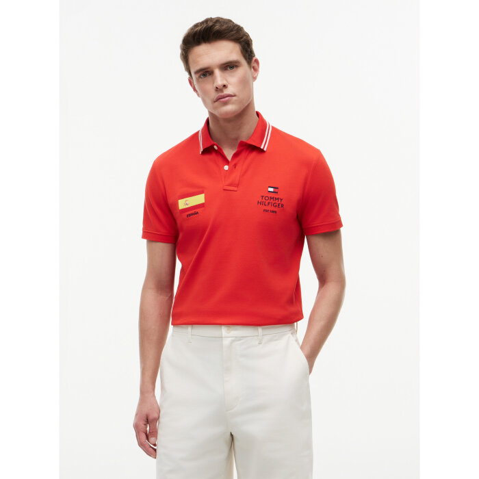 Tommy Hilfiger  - Tommy Hilfiger - Football Spain polo | Polo T-shirt Cajun Red