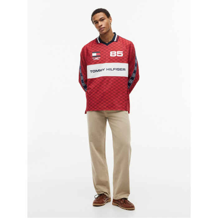 Tommy Hilfiger  - Tommy Hilfiger - Football LS rugby polo | Polo T-shirt Medium Red