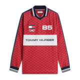 Tommy Hilfiger - Tommy Hilfiger - Football LS rugby polo | Polo T-shirt Medium Red Tommy Hilfiger - Tommy Hilfiger - Football LS rugby polo | Polo T-shirt Medium Red