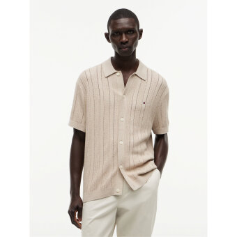 Tommy Hilfiger  - Tommy Hilfiger - Pointelle structure shirt | K/Æ Skjorte Batique Khaki