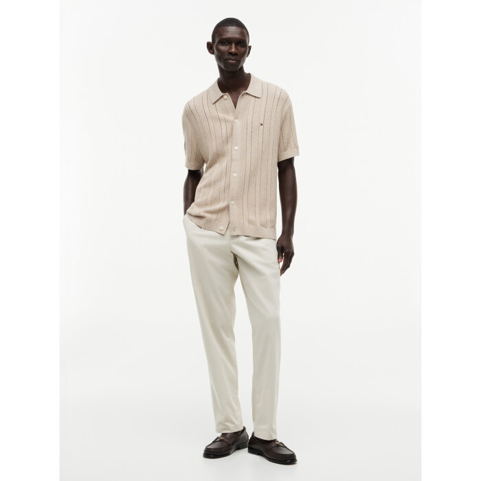 Tommy Hilfiger  - Tommy Hilfiger - Pointelle structure shirt | K/Æ Skjorte Batique Khaki