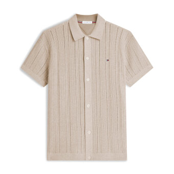 Tommy Hilfiger  - Tommy Hilfiger - Pointelle structure shirt | K/Æ Skjorte Batique Khaki