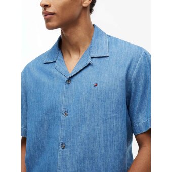 Tommy Hilfiger  - Tommy Hilfiger - Denim camp collar shirt | K/Æ Skjorte Mid Blue Denim