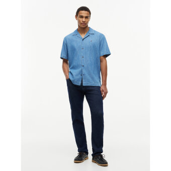 Tommy Hilfiger  - Tommy Hilfiger - Denim camp collar shirt | K/Æ Skjorte Mid Blue Denim