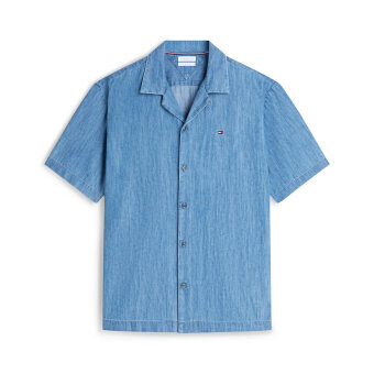 Tommy Hilfiger  - Tommy Hilfiger - Denim camp collar shirt | K/Æ Skjorte Mid Blue Denim