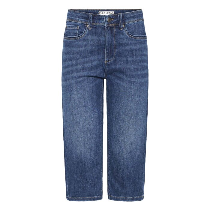Pulz Jeans ( Dame )  - PULZ - PZKAYLA HW CAPRI | SHORTS 200005 MEDIUM BLUE DENIM
