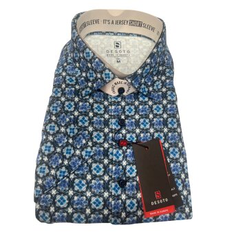 Desoto - Desoto - 71232 521 | K/Æ Jersey Skjorte Blue Mixed Pattern