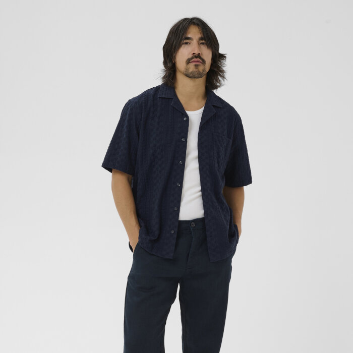 Matinique - Matinique - Klampo shirt ss | K/Æ Skjorte Dark Navy