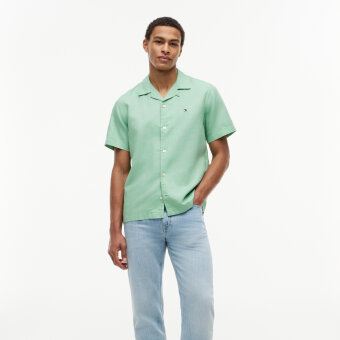 Tommy Hilfiger  - Tommy Hilfiger - Linen blend solid shirt | K/Æ Skjorte Cut Grass