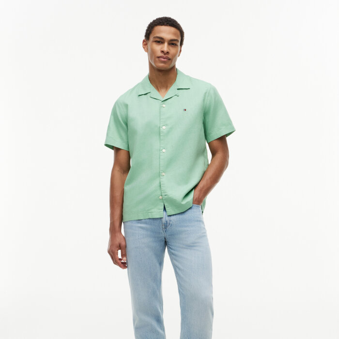 Tommy Hilfiger  - Tommy Hilfiger - Linen blend solid shirt | K/Æ Skjorte Cut Grass
