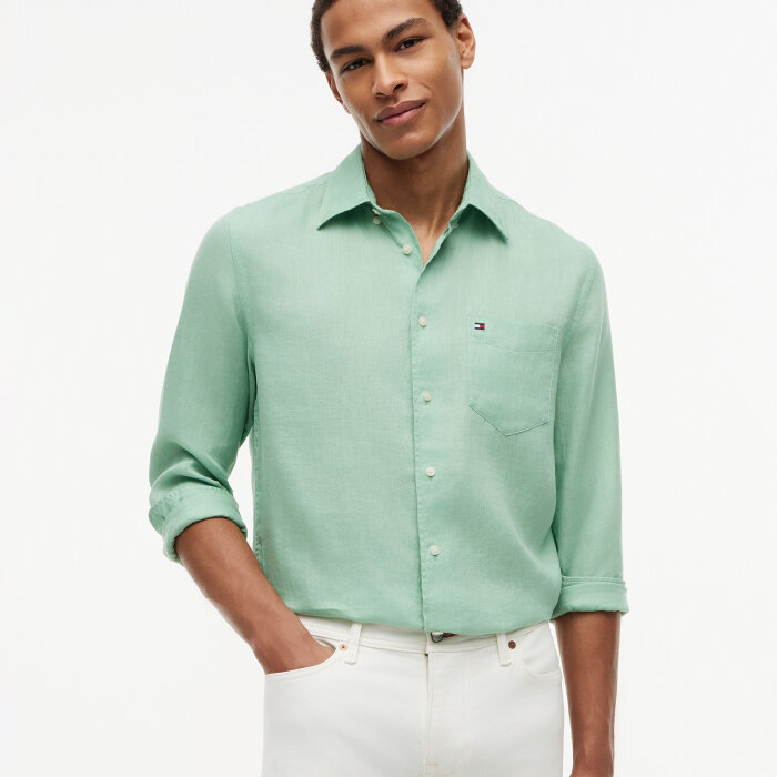 Tommy Hilfiger  - Tommy Hilfiger - Piece dye linen shirt | Hørskjorte Cut Grass