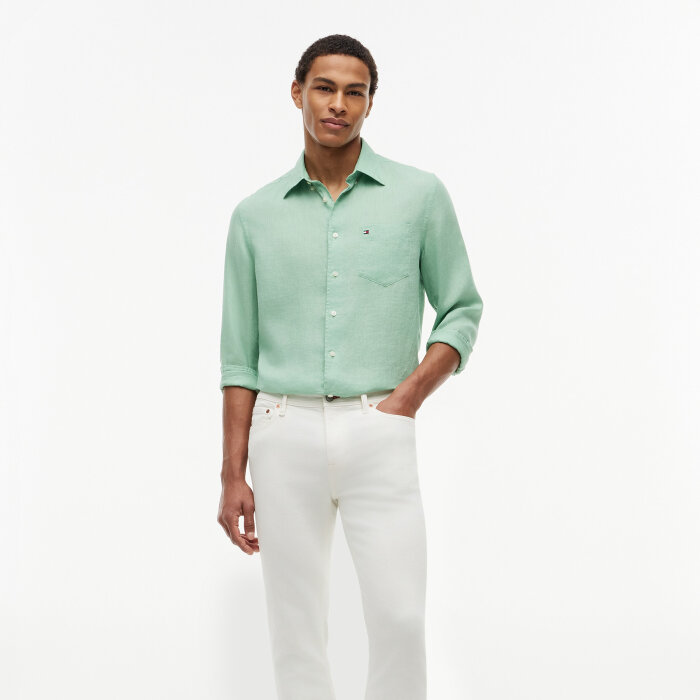 Tommy Hilfiger  - Tommy Hilfiger - Piece dye linen shirt | Hørskjorte Cut Grass