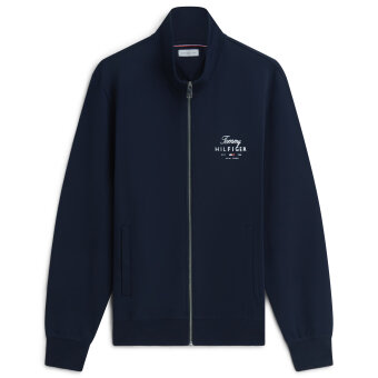 Tommy Hilfiger  - Tommy Hilfoger - Script stack stand collar | Cardigan Desert Sky