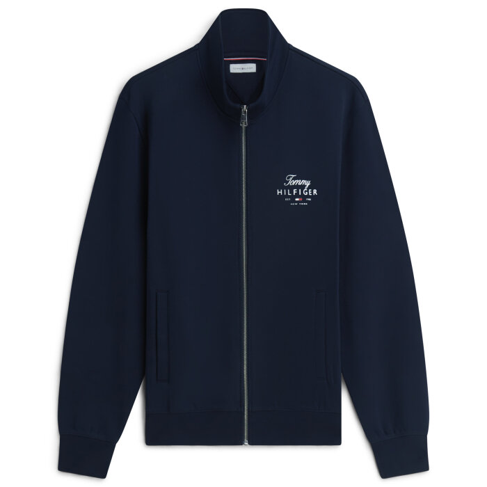 Tommy Hilfiger  - Tommy Hilfoger - Script stack stand collar | Cardigan Desert Sky